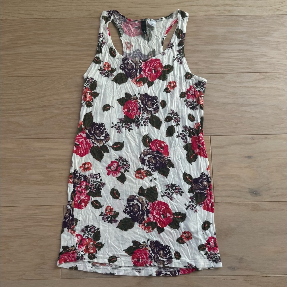 H&M women’s Floral flower racer back Tank Top size 2